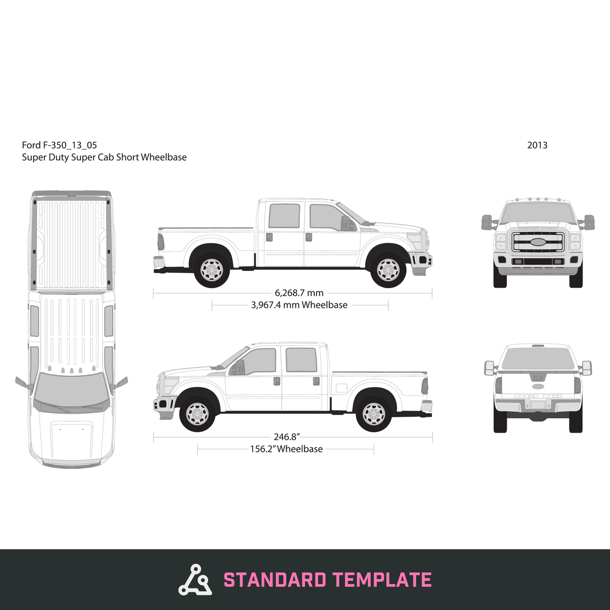2013 Ford F-350 vector wrap template V05, Design-Ready PDF - GravBase