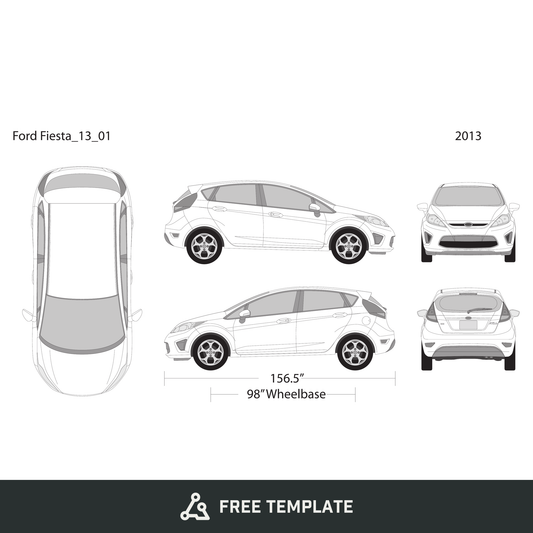 2013 Ford Fiesta free vector vehicle wrap template - GravBase