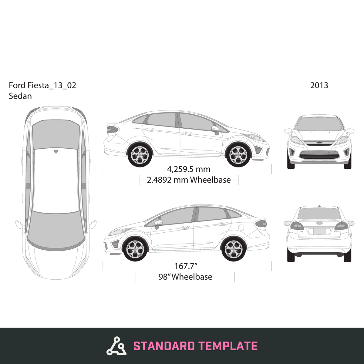 2013 Ford Fiesta vector wrap template V02, Design-Ready PDF - GravBase