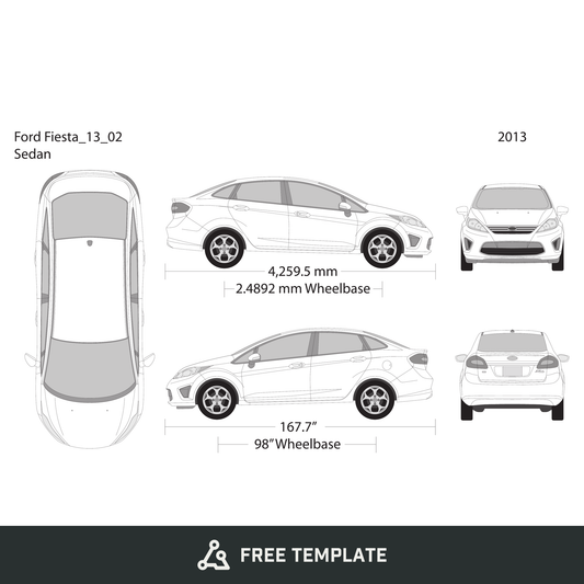 2013 Ford Fiesta free vector vehicle wrap template - GravBase