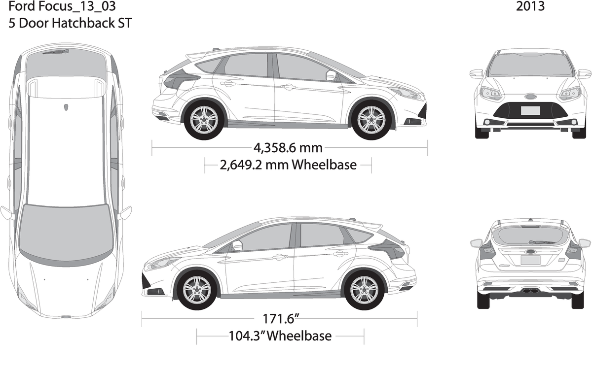 2013 Ford Focus V03 Vehicle Wrap Template