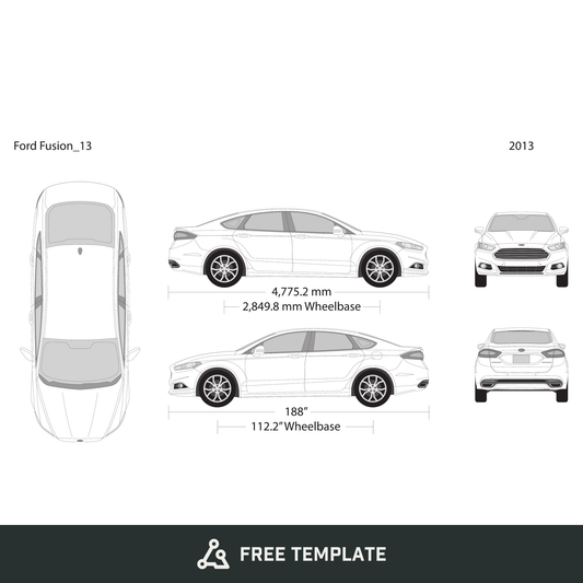 2013 Ford Fusion free vector vehicle wrap template - GravBase