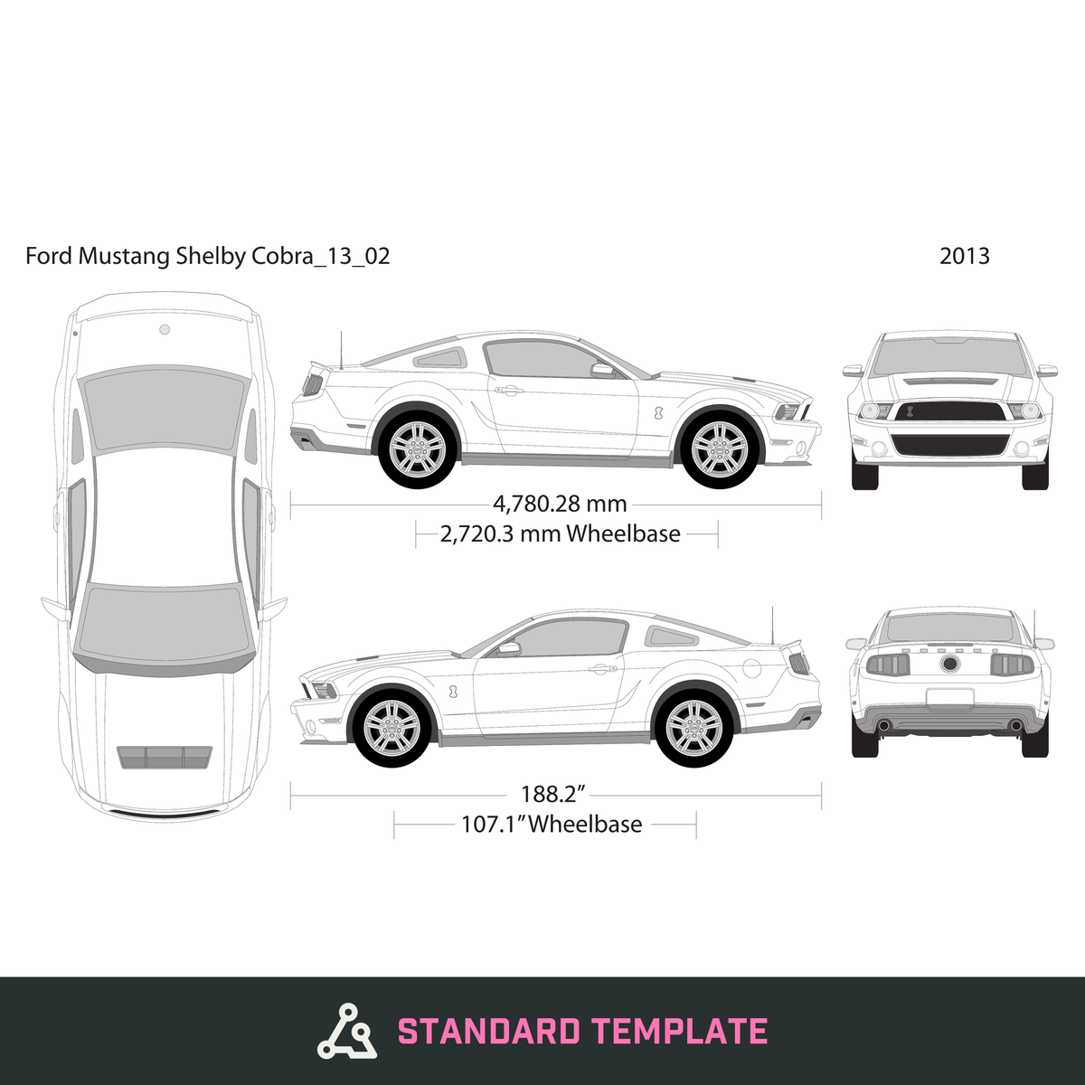 2013 Ford Mustang vector wrap template V02, Design-Ready PDF - GravBase