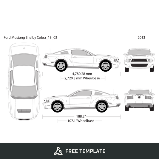 2013 Ford Mustang free vector vehicle wrap template - GravBase
