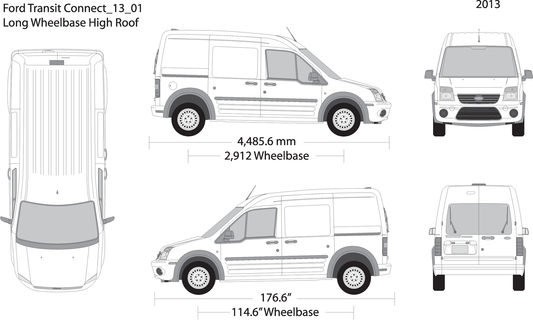 2013 Ford Transit Connect V01 Vehicle Wrap Template