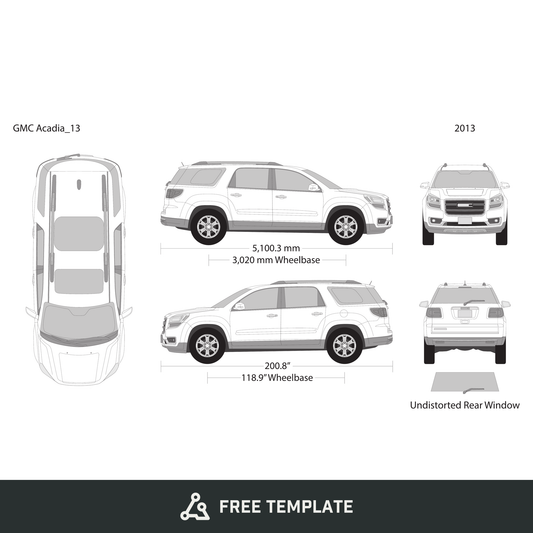 2013 GMC Acadia free vector vehicle wrap template - GravBase