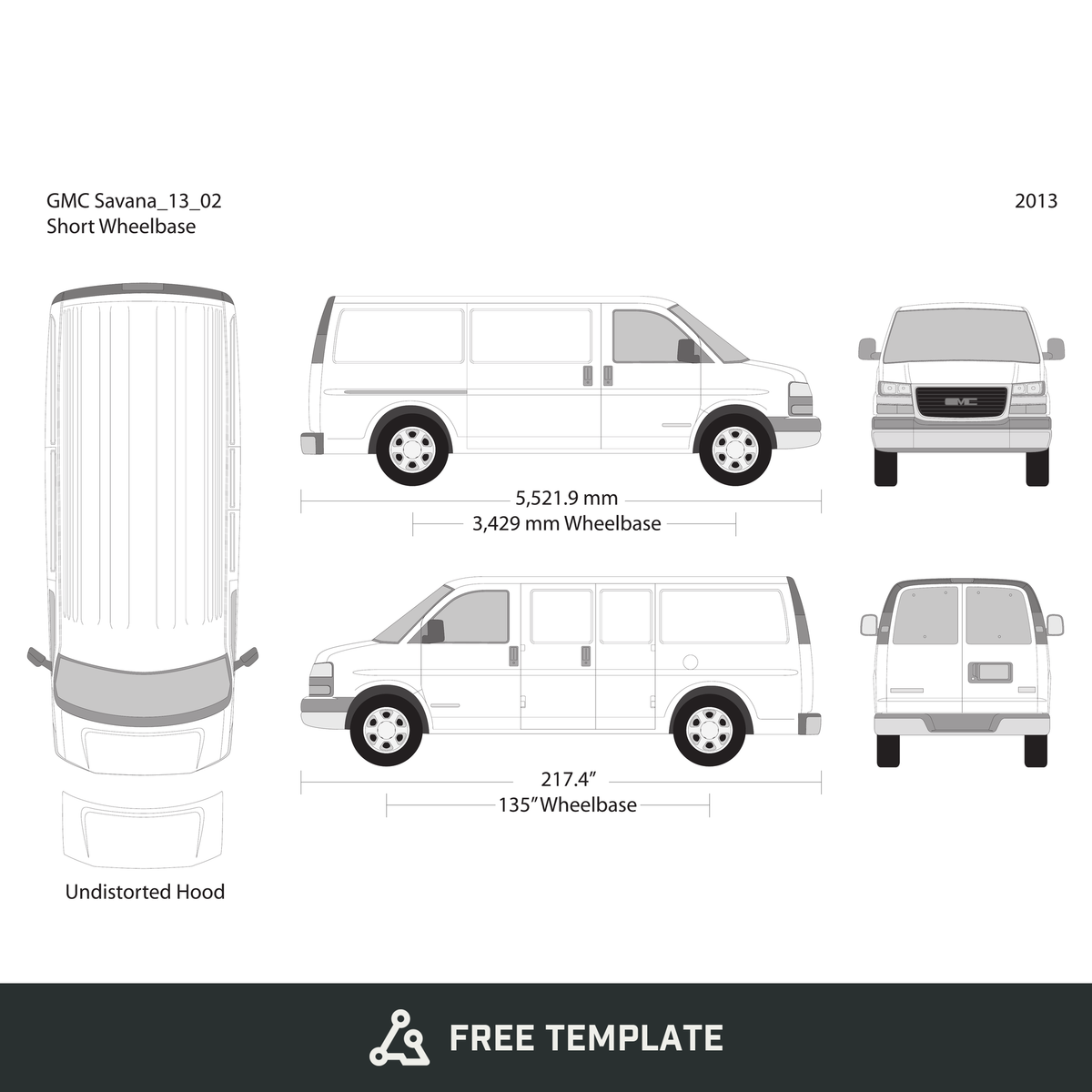 2013 GMC Savana free vector vehicle wrap template - GravBase