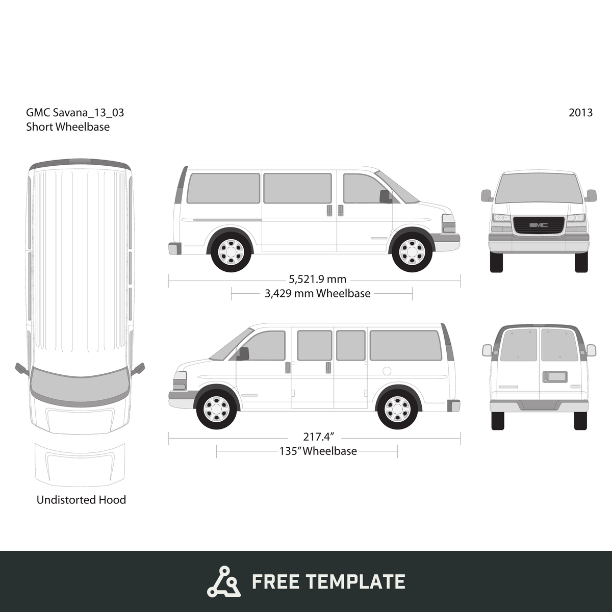 2013 GMC Savana free vector vehicle wrap template - GravBase