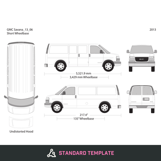 2013 GMC Savana vector wrap template V06, Design-Ready PDF - GravBase