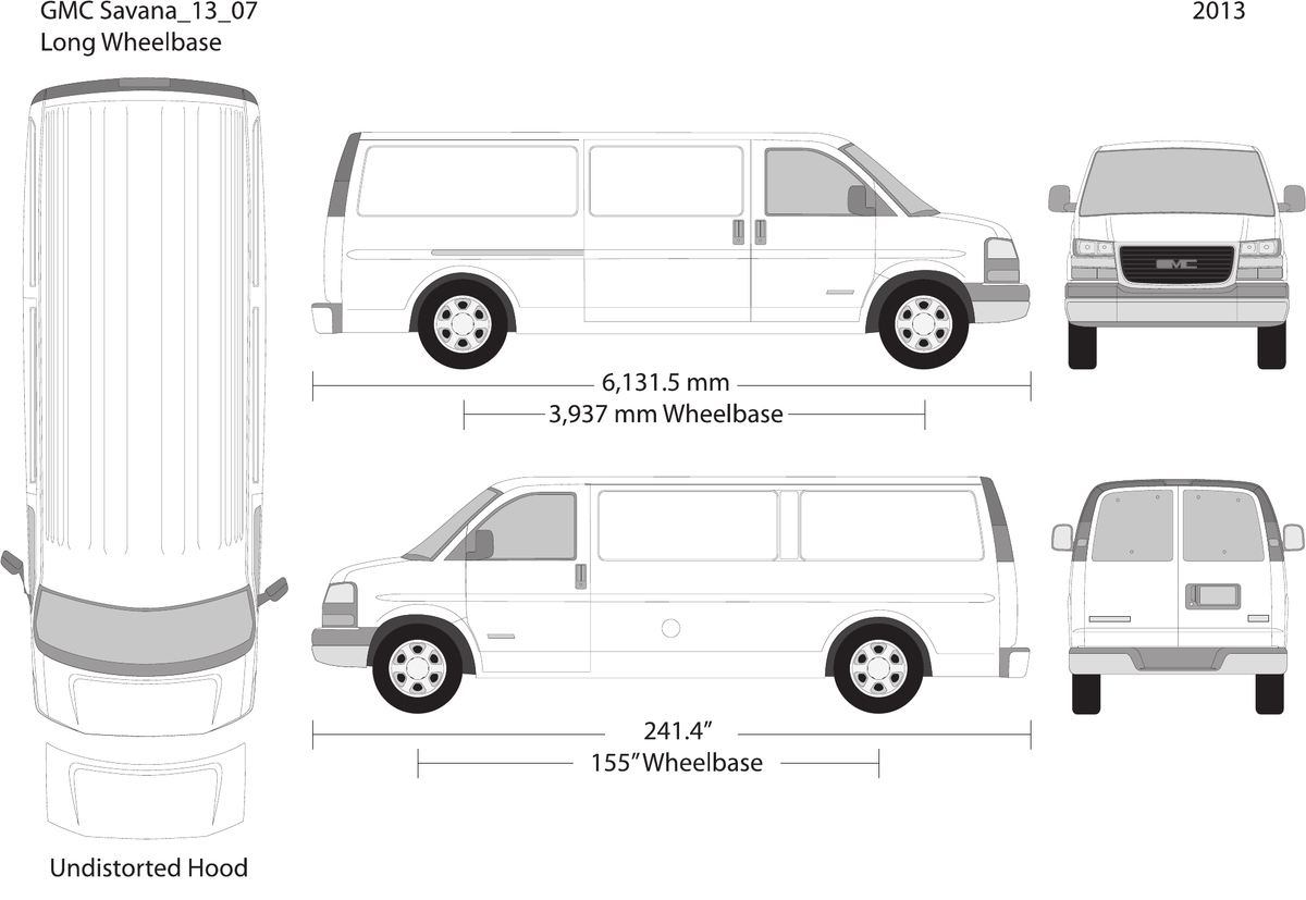 2013 GMC Savana vector wrap template V07, Design-Ready PDF - GravBase