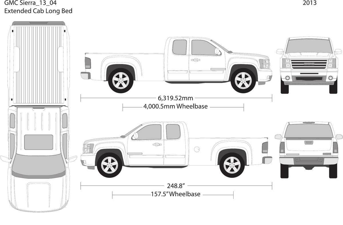 2013 GMC Sierra 1500 vector wrap template V04, Design-Ready PDF - GravBase
