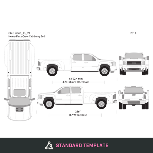 2013 GMC Sierra 2500-3500 HD vector wrap template V09, Design-Ready PDF - GravBase