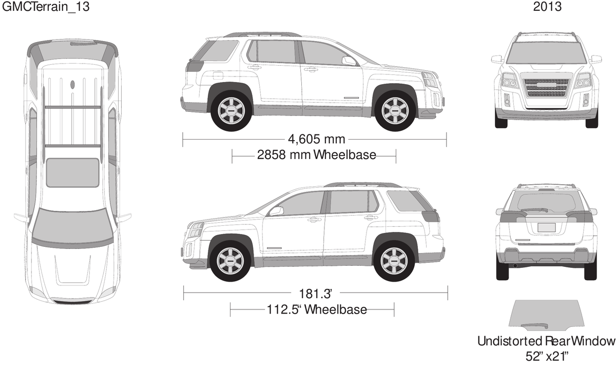 2013 GMC Terrain vector wrap template, Design-Ready PDF - GravBase