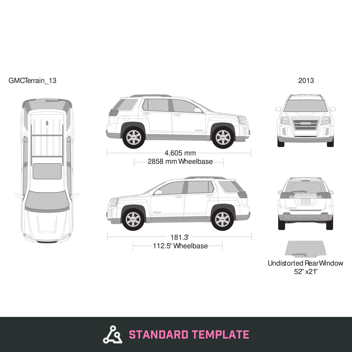 2013 GMC Terrain vector wrap template, Design-Ready PDF - GravBase