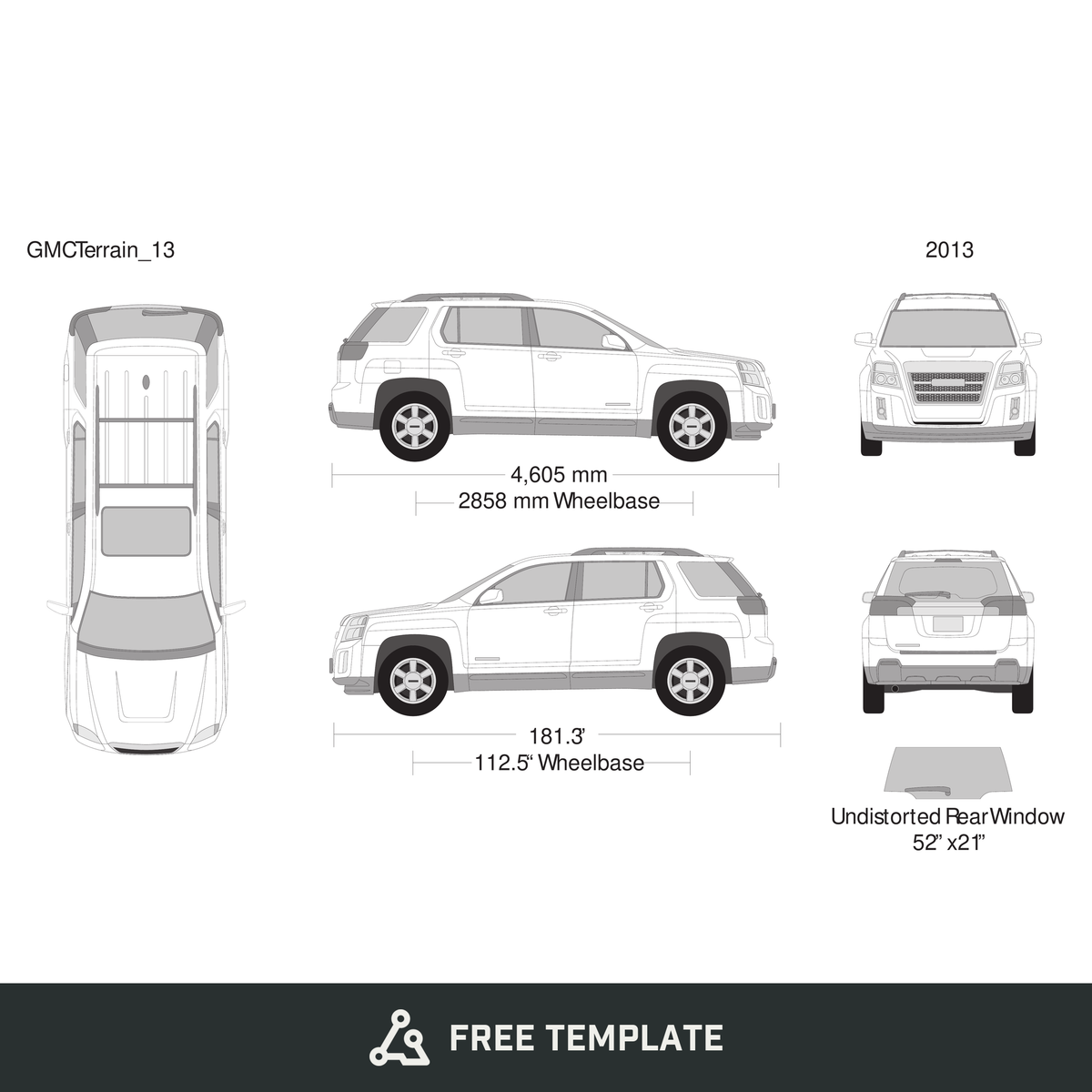 2013 GMC Terrain free vector vehicle wrap template - GravBase