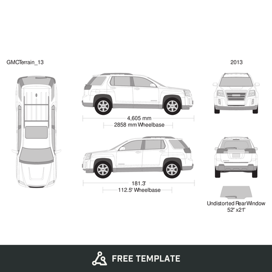 2013 GMC Terrain free vector vehicle wrap template - GravBase