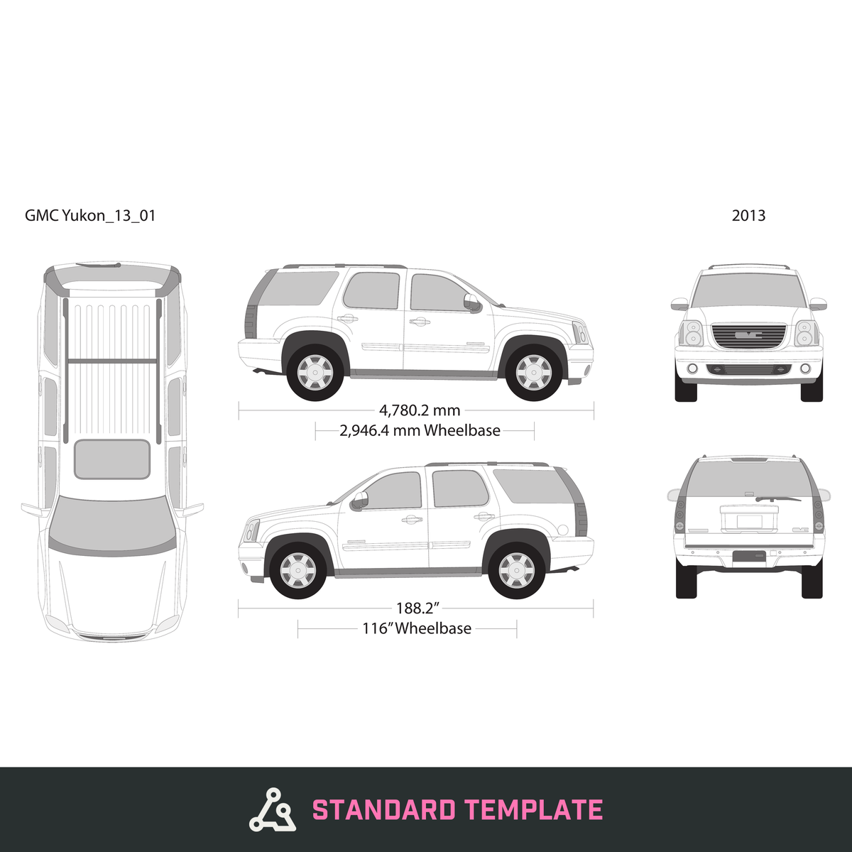 2013 GMC Yukon vector wrap template V01, Design-Ready PDF - GravBase