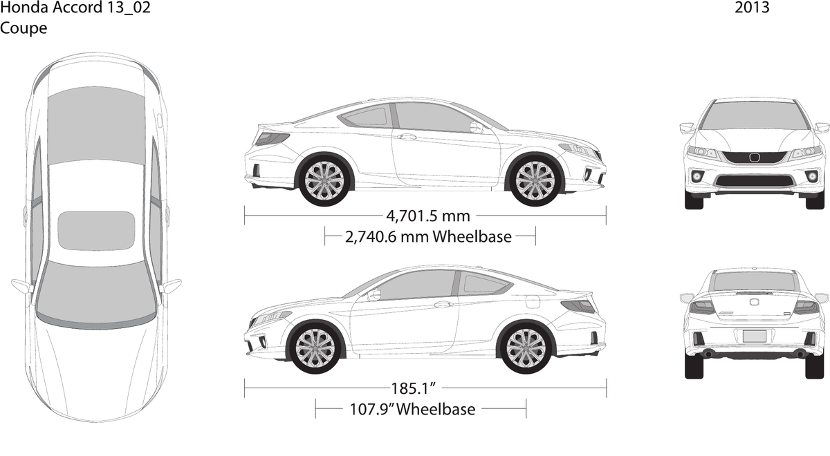 2013 Honda Accord Coupe vector wrap template, Design-Ready PDF - GravBase