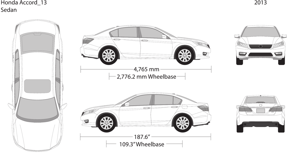 2013 Honda Accord Sedan vector wrap template, Design-Ready PDF - GravBase