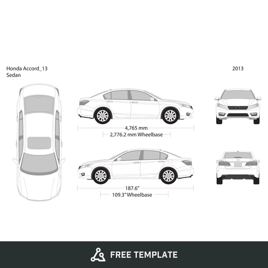 2013 Honda Accord Sedan free vector vehicle wrap template - GravBase