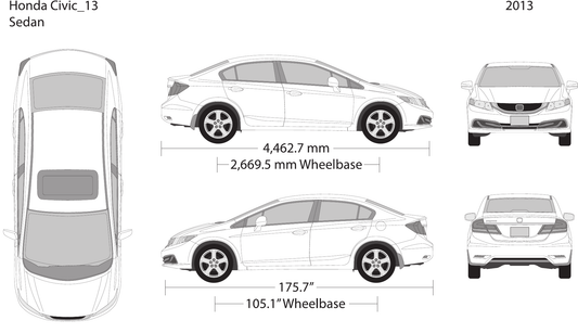 2013 Honda Civic Sedan vector wrap template, Design-Ready PDF - GravBase