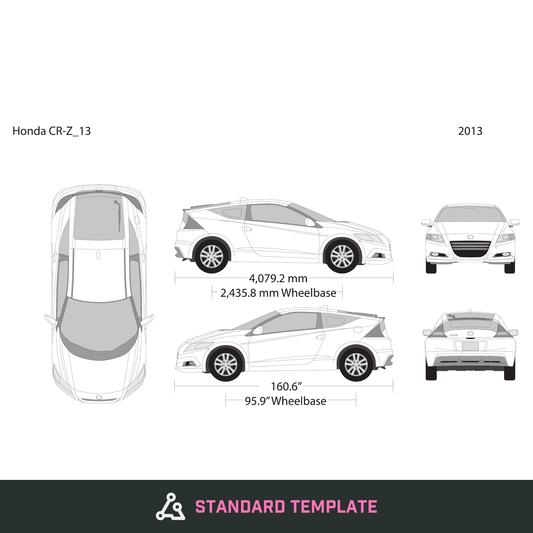 2013 Honda CR-Z vector wrap template, Design-Ready PDF - GravBase