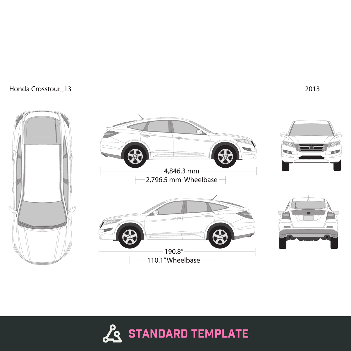 2013 Honda Crosstour vector wrap template, Design-Ready PDF - GravBase