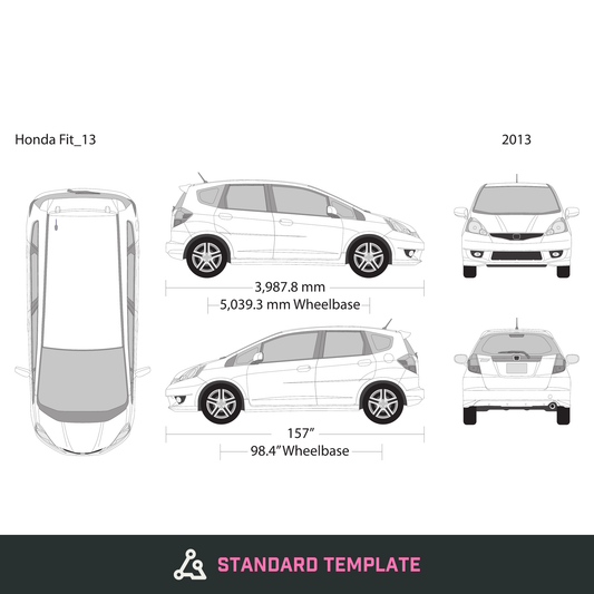 2013 Honda Fit vector wrap template, Design-Ready PDF - GravBase