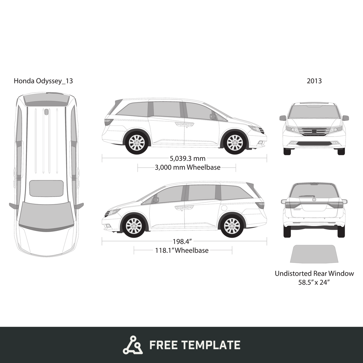 2013 Honda Odyssey free vector vehicle wrap template - GravBase