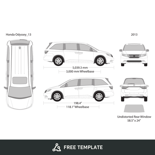 2013 Honda Odyssey free vector vehicle wrap template - GravBase