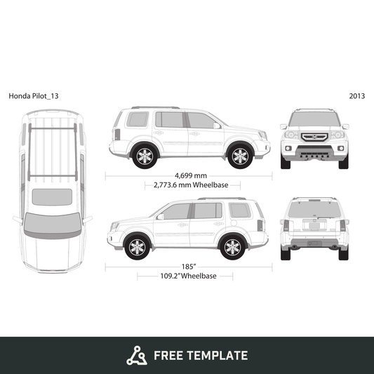 2013 Honda Pilot free vector vehicle wrap template - GravBase