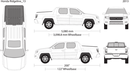 2013 Honda Ridgeline Vector Wrap Template - GravBase