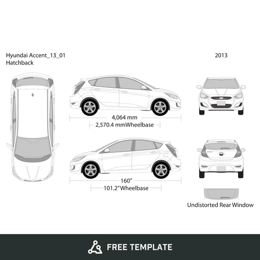 2013 Hyundai Accent Hatchback free vector vehicle wrap template - GravBase