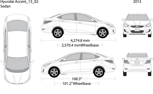 2013 Hyundai Accent Sedan V02 Vehicle Wrap Template