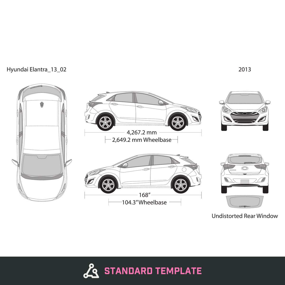 2013 Hyundai Elantra vector wrap template V02, Design-Ready PDF - GravBase