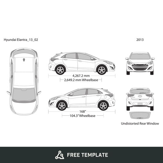 2013 Hyundai Elantra free vector vehicle wrap template - GravBase