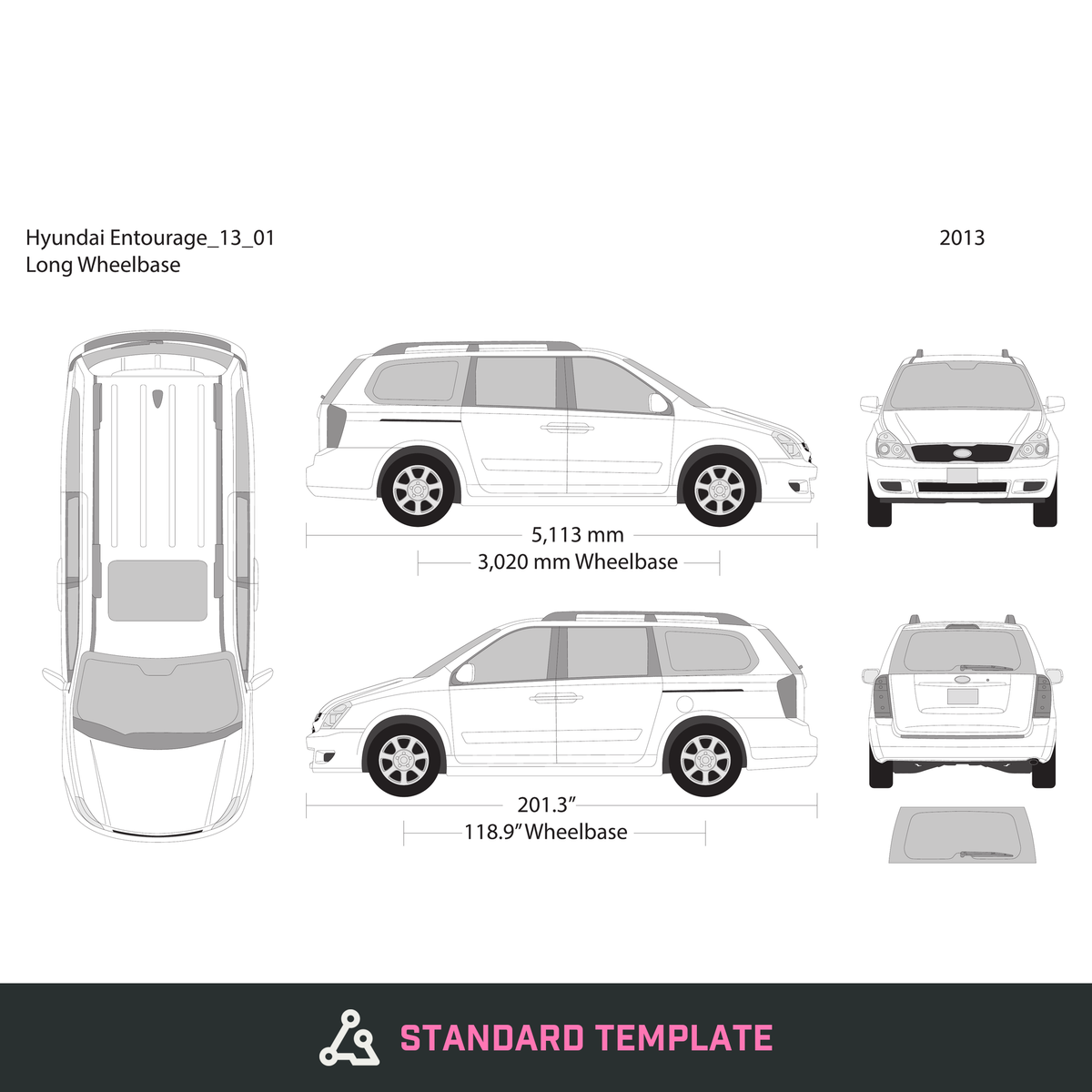 2013 Hyundai Entourage vector wrap template, Design-Ready PDF - GravBase