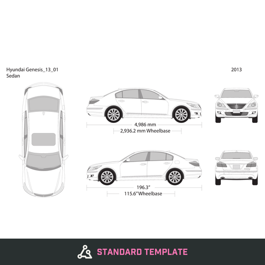 2013 Hyundai Genesis vector wrap template, Design-Ready PDF - GravBase