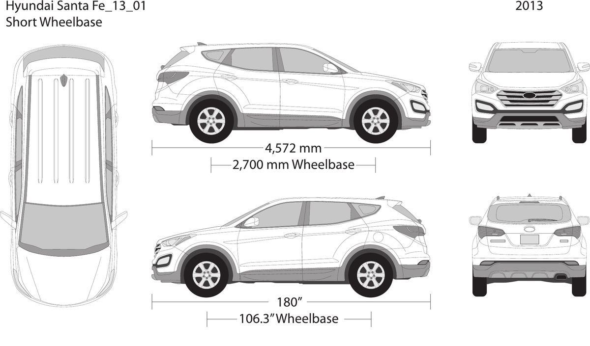 2013 Hyundai Santa Fe vector wrap template V01, Design-Ready PDF - GravBase