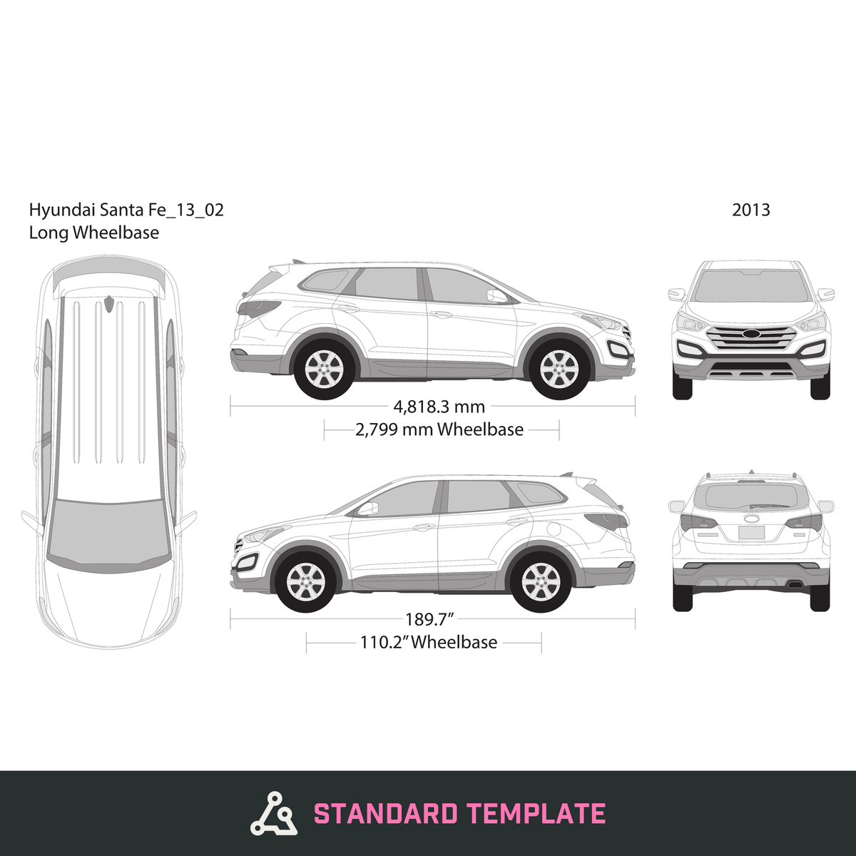 2013 Hyundai Santa Fe vector wrap template V02, Design-Ready PDF - GravBase