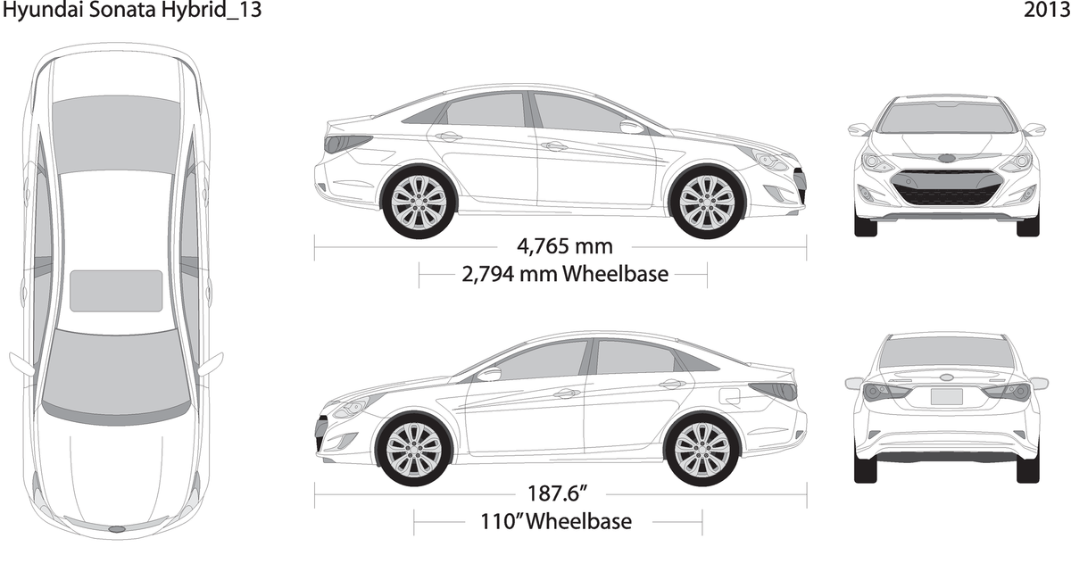 2013 Hyundai Sonata Hybrid V13 Vehicle Wrap Template