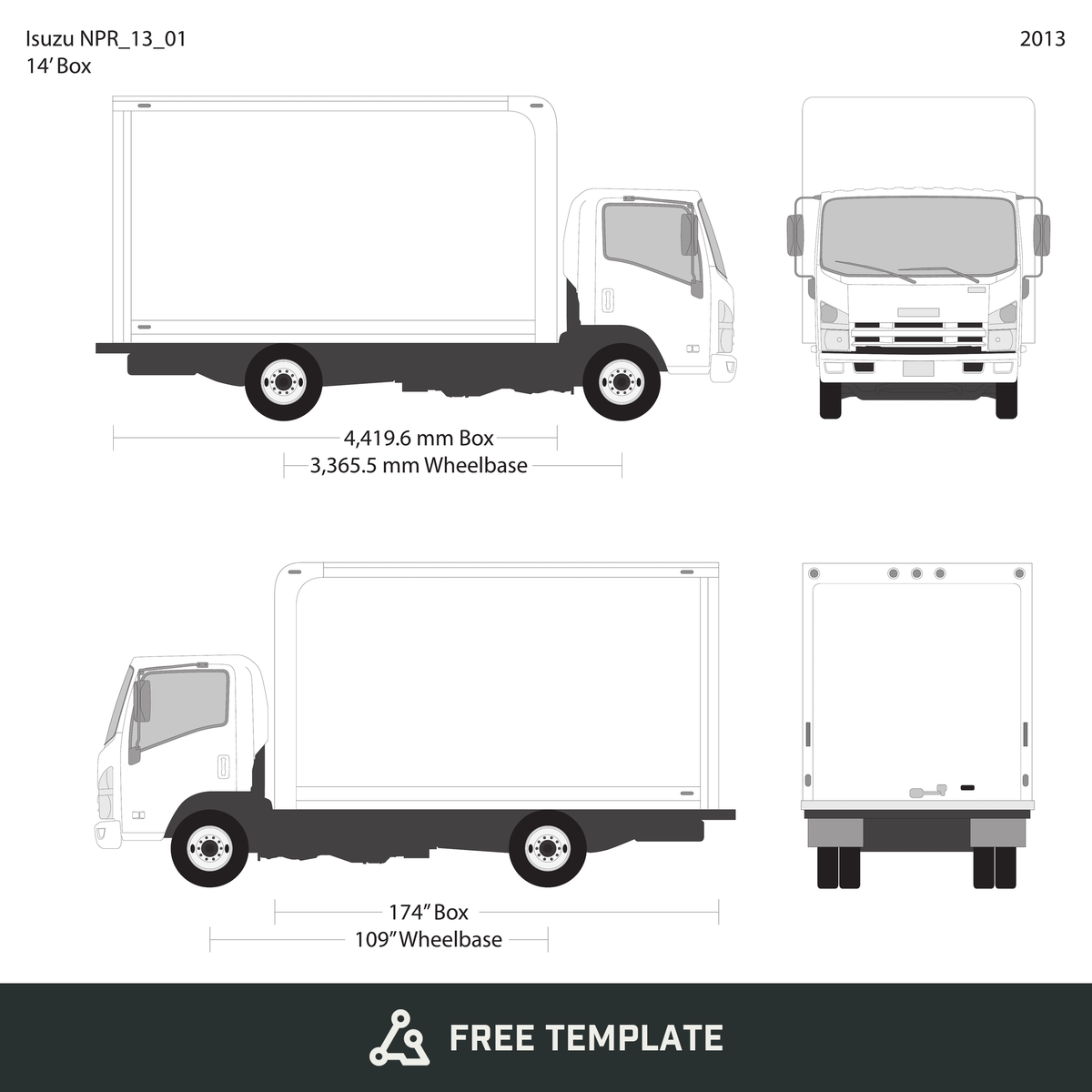 2013 Isuzu NPR free vector vehicle wrap template - GravBase