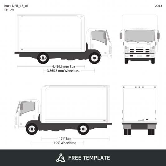 2013 Isuzu NPR free vector vehicle wrap template - GravBase