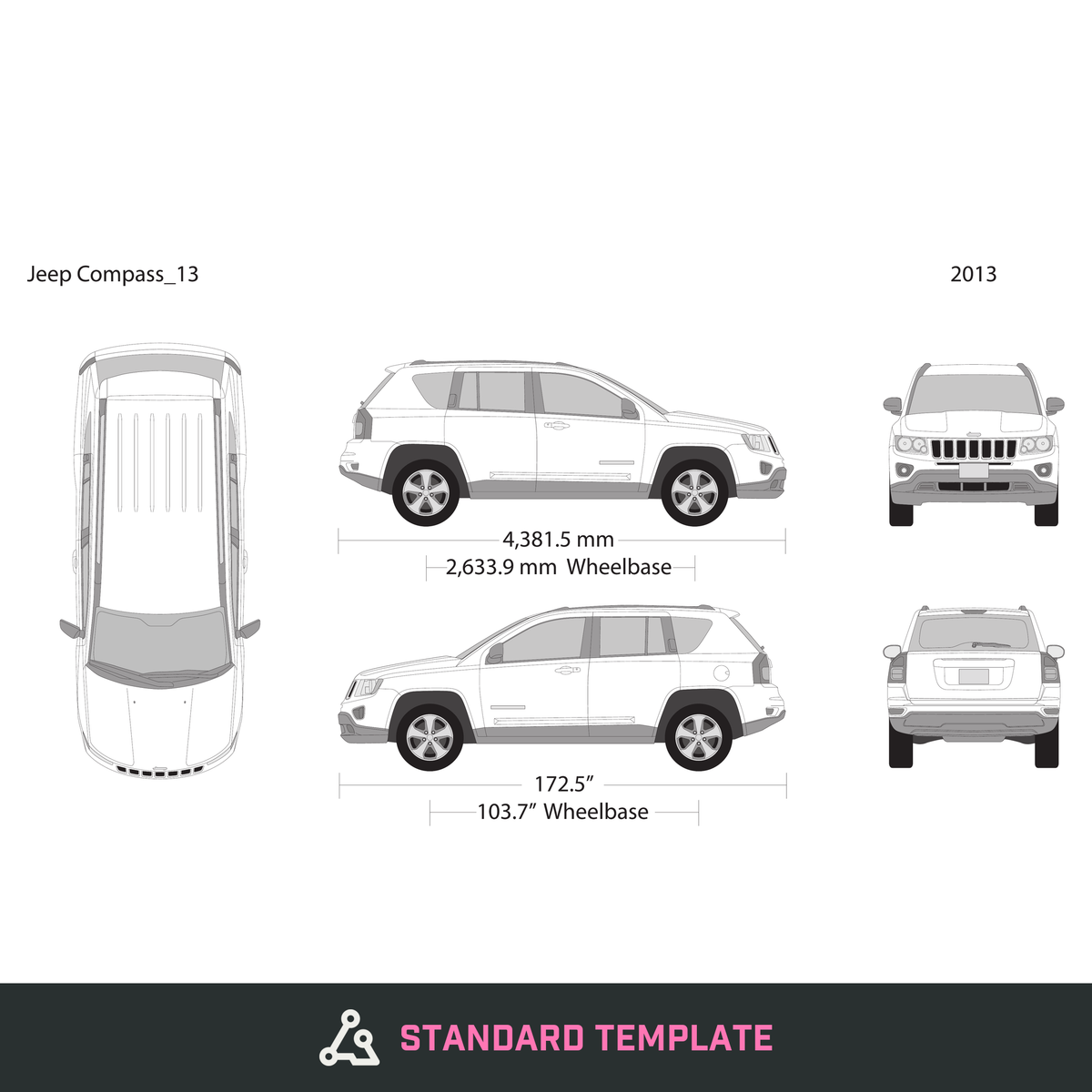 2013 Jeep Compass vector wrap template, Design-Ready PDF - GravBase