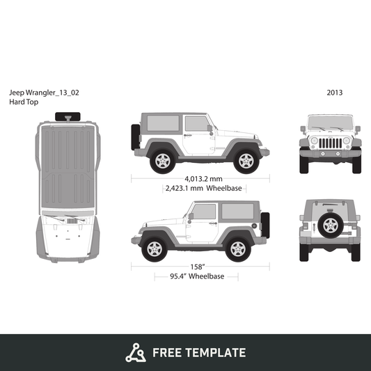 2013 Jeep Wrangler free vector vehicle wrap template - GravBase