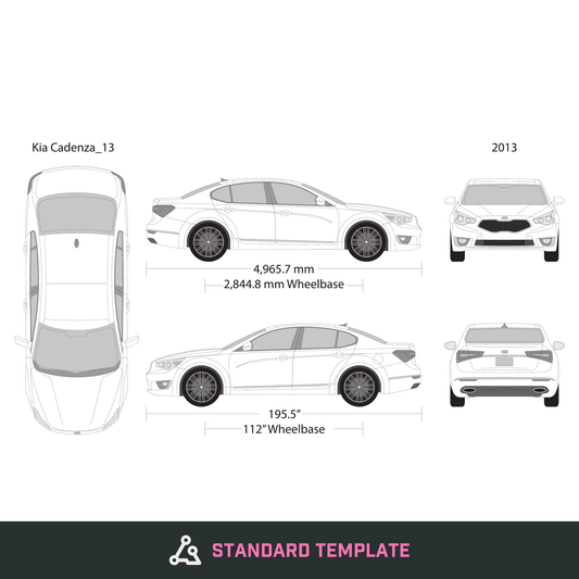 2013 Kia Cadenza vector wrap template, Design-Ready PDF - GravBase