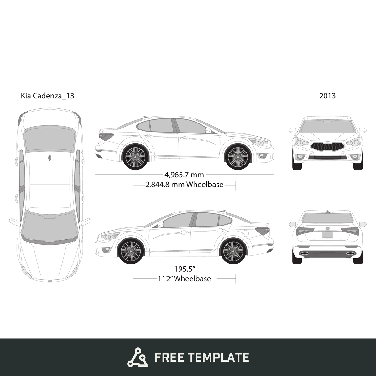 2013 Kia Cadenza free vector vehicle wrap template - GravBase