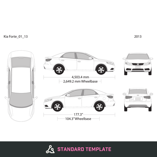 2013 Kia Forte vector wrap template, Design-Ready PDF - GravBase