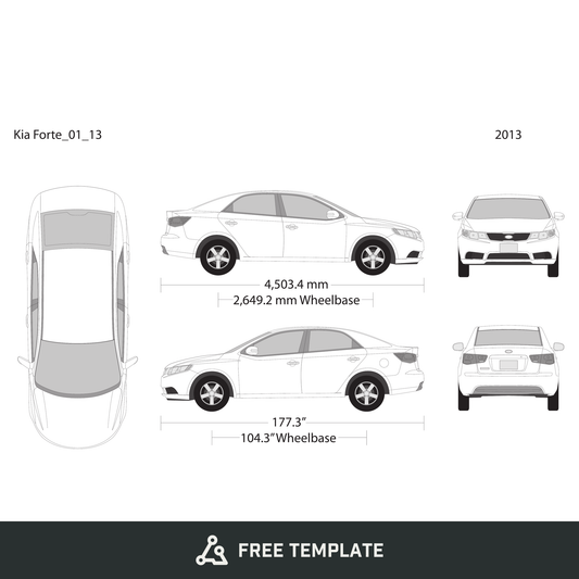 2013 Kia Forte free vector vehicle wrap template - GravBase