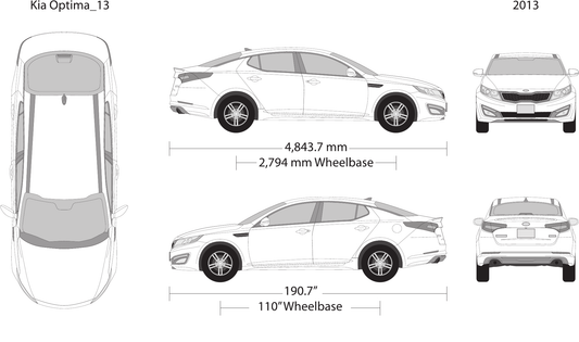 2013 Kia Optima vector wrap template, Design-Ready PDF - GravBase